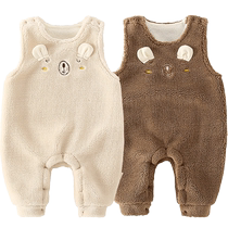 kmi one-year-old baby clothes winter plush cartoon one-piece overalls 100-day baby winter clothes going out clothes