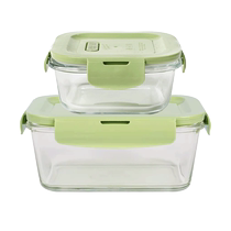 Chuangde heat-resistant glass crisper microwave lunch box office worker lunch box 1080ml 500ml