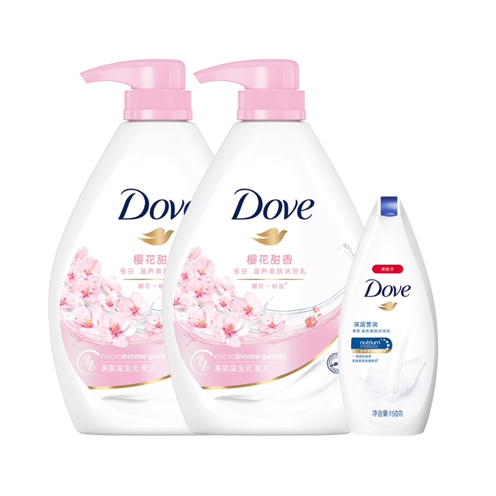 Dove 多芬 樱花甜香滋养沐浴乳 1kg*2瓶 聚划算双重优惠折后￥59.9包邮 赠小样190ml 88VIP会员还可95折