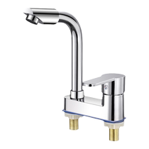 Full copper washroom washbasin double-hole tap hot and cold water two-in-one head washbasin face basin wash face pool tap