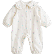 (Available) Mark Jenny 2024 Autumn Clothes for Baby Girls Doll Collar Floral Jumpsuit Baby Cotton Harness