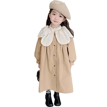Yuyingfang Girls Autumn Clothing 2024 New Childrens Petal Collar Korean Style Windbreaker Medium and Large Childrens Long Sleeve Dress