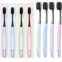 Qijing soft-bristle toothbrush adult charcoal energy 4-pack family couple mens and womens small brush head cleaning teeth