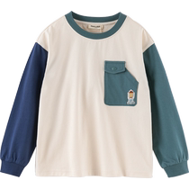 David Bella boys long-sleeved T-shirt medium and large childrens pure cotton antibacterial bottoming shirt 2024 autumn new childrens top