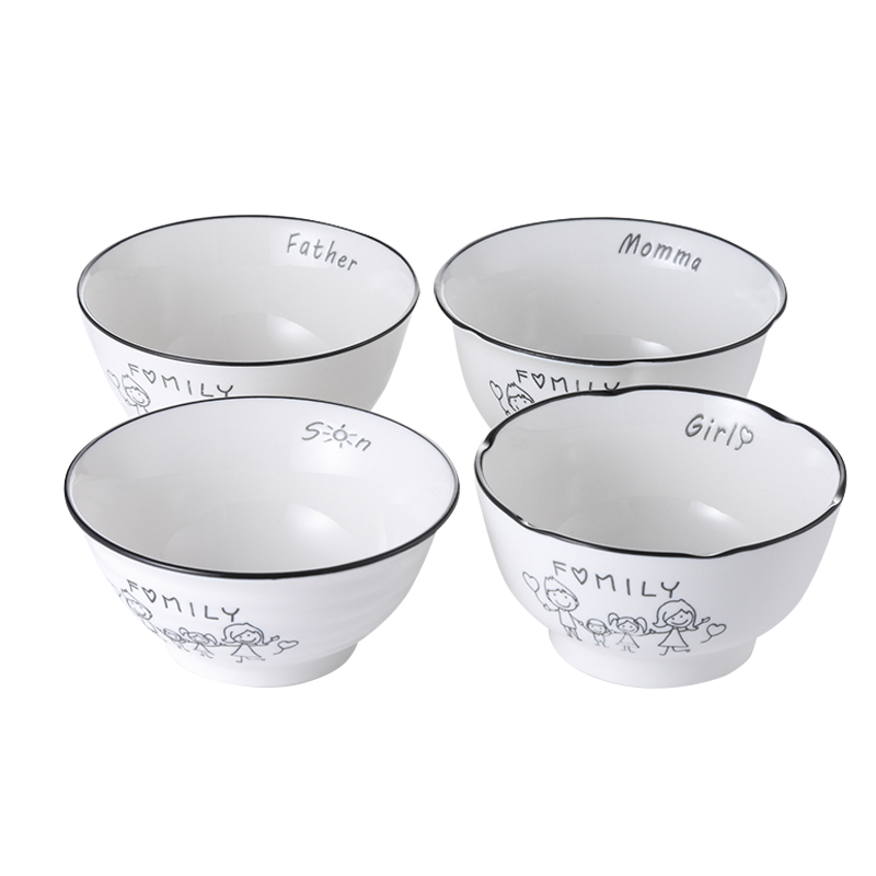 Arst/ya cheng DE happiness under a glazed pottery bowls, father/mother/son/daughter four small jobs