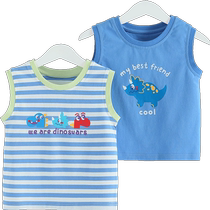 (Two-piece set) Qiqi Bear Baby Vest Xinjiang Cotton Summer Boys Sleeveless T-shirt Two-piece Set Baby Sling