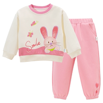 Beibeiyi girls autumn suit sweatshirt and trousers two-piece set 2024 new autumn clothing childrens cute and sweet childrens clothing