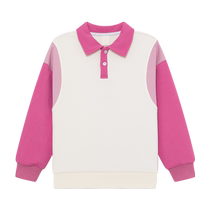 Zuoxi girls sweatshirts childrens polo shirts autumn clothes 2024 new style contrasting color lapel clothes spring and autumn tops