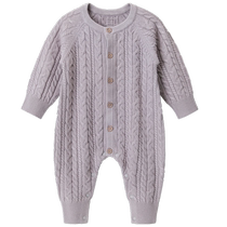 Guiqi Bear baby jumpsuit sweater autumn and winter warm sweater baby solid color elastic close-fitting clothes
