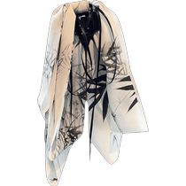 Rashalia ink painting bow ribbon grabber half-tied hairpin back of head shark clip ancient style Hanfu headdress