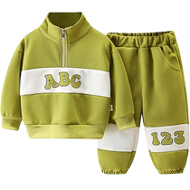 Yibeitong Boys Sports Sweatshirt Set Autumn Baby Cool Clothes Spring Autumn Baby Childrens Clothing Two-piece Set