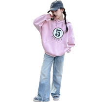 Yu Babys workshop girl Wei clothing spring autumn money net red ocean qi children great childrens spring clothes casual even hat with undershirt blouses