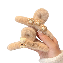 Autumn and winter plush clip large ins style shark clip back of the head hair clip hair clip womens hair clip