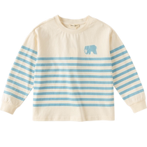 David Bella childrens T-shirt 2024 new spring boys striped long-sleeved tops medium and large childrens bottoming shirts