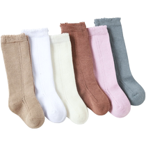 Newborn stockings boys stockings baby socks childrens mid-length pure cotton knee-high pile socks boneless spring and autumn