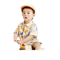 Mini Balabala Summer Childrens Boys Soft Breathable Dinosaur Set Baby Baby Cute Two-piece Set