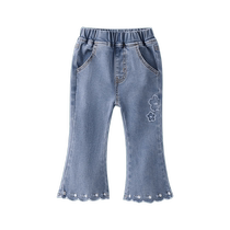 Girls jeans spring and autumn childrens bootcut trousers childrens bell-bottom pants autumn trousers antibacterial baby autumn clothes baby girls