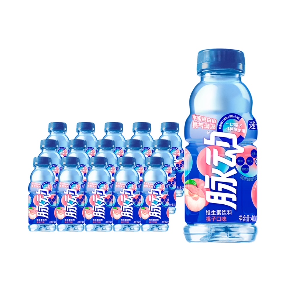 脉动桃子口味迷你小瓶400ML*15瓶整箱低糖维生素运动饮料便携