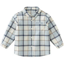 (Same style in the mall) David Bella childrens shirt 2024 autumn new boys tops gentleman plaid shirt