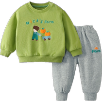 (Nicks Farm) Qiqi Bear Baby Suit Girls Boys Sweatshirt Trousers 2-piece Casual Suit