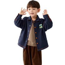 Balabala childrens clothing 2024 new spring and autumn anti-static polar fleece jacket boys and girls shirts