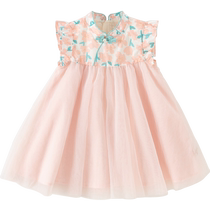 (Same style in the mall) David Bella Childrens Dress 2024 Summer Skirt Girls National Style New Chinese Style Cheongsam