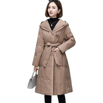 Meow Full Score Down Jacket Womens Mid-Length Autumn and Winter Korean Style Casual Duck Down Jacket Stand Collar Windbreaker Womens Fashionable and Versatile