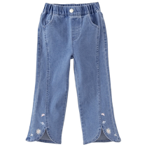 David Bella Girls Spring Jeans 2024 New Childrens Pants Medium and Large Childrens Casual Flared Pants