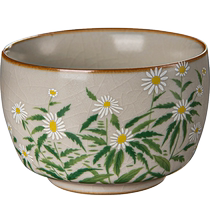 Xiangye small fresh yellow Ru kiln tea cup master cup light luxury high-end household single cup tea cup open slice ice crack