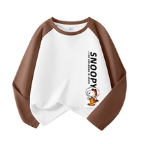 Snoopy childrens clothing boys T-shirt long-sleeved spring and autumn boys bottoming shirt coffee color boys autumn clothing childrens autumn clothing