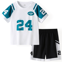 Catman boys short-sleeved suit 2024 new summer clothes childrens quick-drying sports clothes summer big children two-piece set thin
