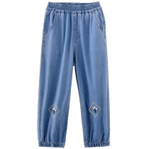 Pig Banner Childrens Clothing 2024 Summer New Childrens Jeans in the Big Girls Pants Leisure