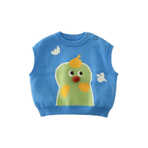 (Dream Island) Qi Qi Xiong Men and Women Baby Knitted Vest Boys 2024 New Childrens Spring and Autumn Warm Vest