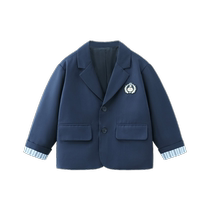 (Студенческий стиль) Qiqi Bear Детский пиджак Весна и осень 2024 Новый стиль Маленький костюм Топ Повседневная мода для мальчиков
