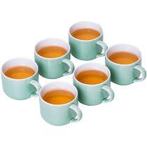 Tang Feng Ceramic Kung Fu Small Tea Cup with Handle Cup Ear Cup Home Kung Fu Tea Set Drinking Tea Cup Set of 6