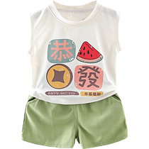 Yibeitong boys summer clothes new sleeveless vest suit baby summer handsome childrens clothes baby trendy