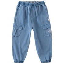 David Bella Boys Jeans 2024 New Childrens Pants Medium and Large Childrens Overalls Baby Boys Spring and Autumn