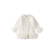 Ueki childrens clothing patchwork yarn imitation mink mid-length girls coat medium and large childrens 2023 winter clothing new childrens coat trend