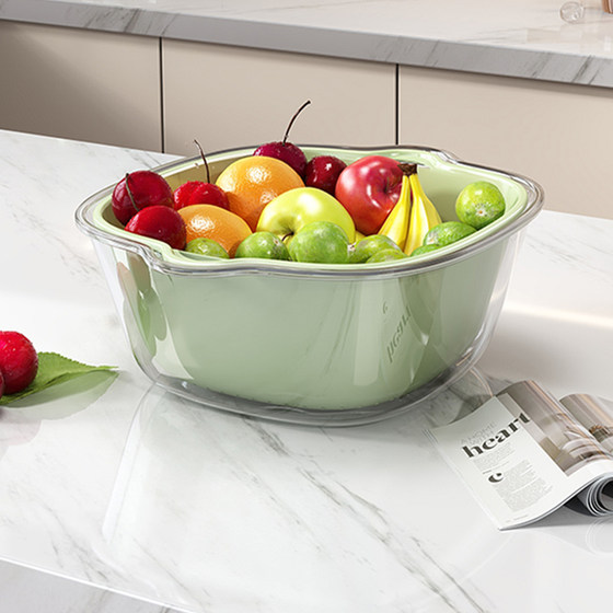 优勤双层沥水篮洗菜盆家用厨房菜篮子果盘多功能洗水果神器滤水盆