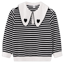 Piggy Banner Childrens Clothing 2024 Spring New Childrens Pullover Medium and Large Childrens Girls Long-Sleeved Tops Girls Sweaters