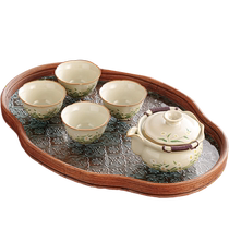 Xiangye Ru kiln hand-opening pot large covered bowl tea cup tea tray anti-scalding tea bowl high-end kung fu tea set