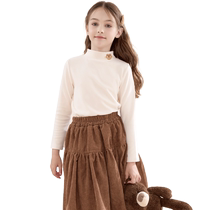 Girls bottoming shirts childrens spring and autumn new long-sleeved T-shirts big childrens half turtleneck autumn clothes fashionable tops autumn and winter childrens clothing
