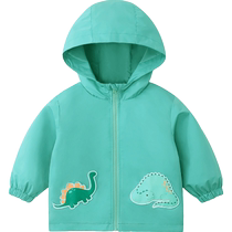(DuPont three-proof) Qiqi Bear Baby Windbreaker Spring and Autumn Childrens Jacket Hooded Girls Boys Autumn Jacket