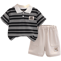 Yibeitong Boys POLO Shirt Striped Suit Baby Sports Clothes Small and Medium-sized Childrens Casual Two-piece Set Korean Style Childrens Clothing
