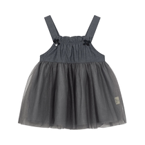 Maradin childrens clothing childrens dress 24 summer new style girls and children flower decorated gauze skirt imitation denim suspender skirt