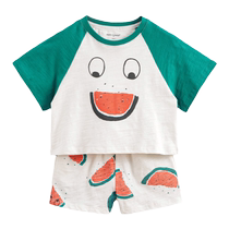 Mark Jenny childrens new summer clothing for boys and girls lightweight and breathable bamboo cotton short-sleeved suit