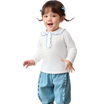 (Same style in the mall) Balabala childrens clothing childrens T-shirt girls long-sleeved tops 2024 autumn new style exquisite