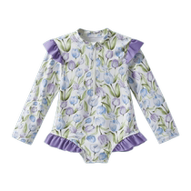 Jerry Baby cool quick-drying girls swimsuit for medium and large children one-piece childrens swimsuit summer baby swimsuit long sleeves