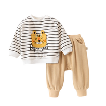 Happy Bear baby spring and autumn long-sleeved sweatshirt set baby autumn two-piece set childrens autumn casual clothes
