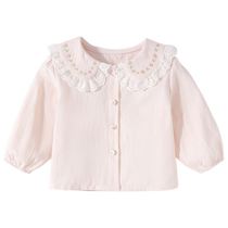 班喜迪女童衬衫秋装2024新款洋气宝宝长袖上衣小童娃娃衫儿童衬衣